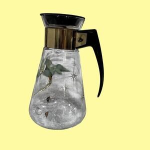 Corning Atomic Star Burst 6 Cup Coffee Pot Carafe Mid Century w/ lid - Vintage